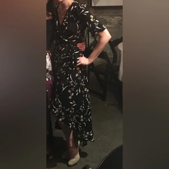 Floral Black Wrap Dress - Picture 7 of 7